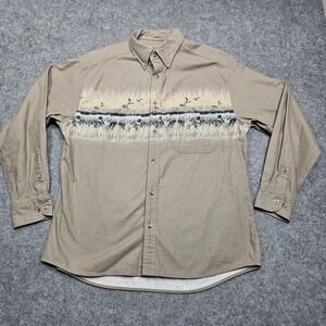 Vintage Cabela's Deerskin Soft Chamois Dog Pheasent Pocket Huntin Flannel Men L